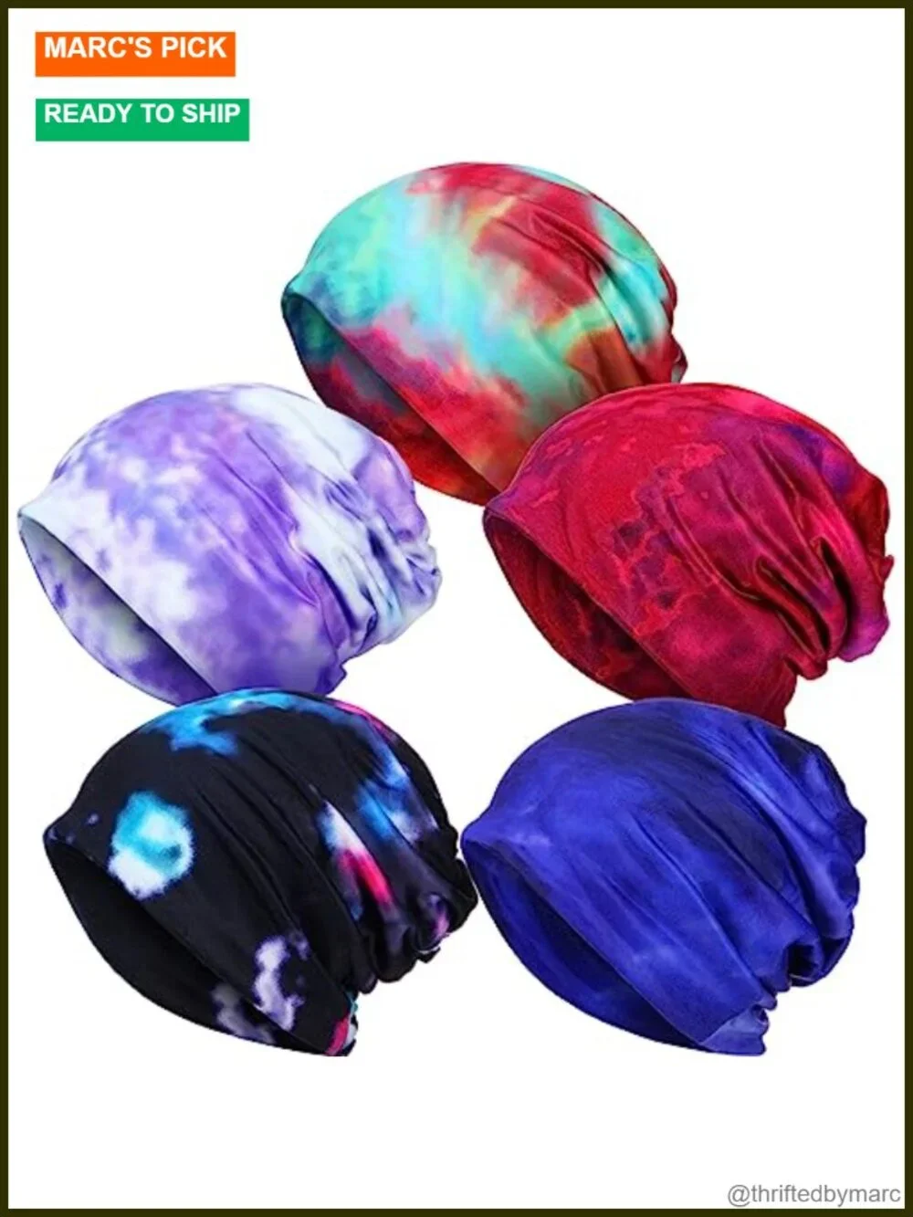 5 Pack Slouchy Beanie Chemo Hat Stretch Cancer Head Wraps Sleep Scarf Turban